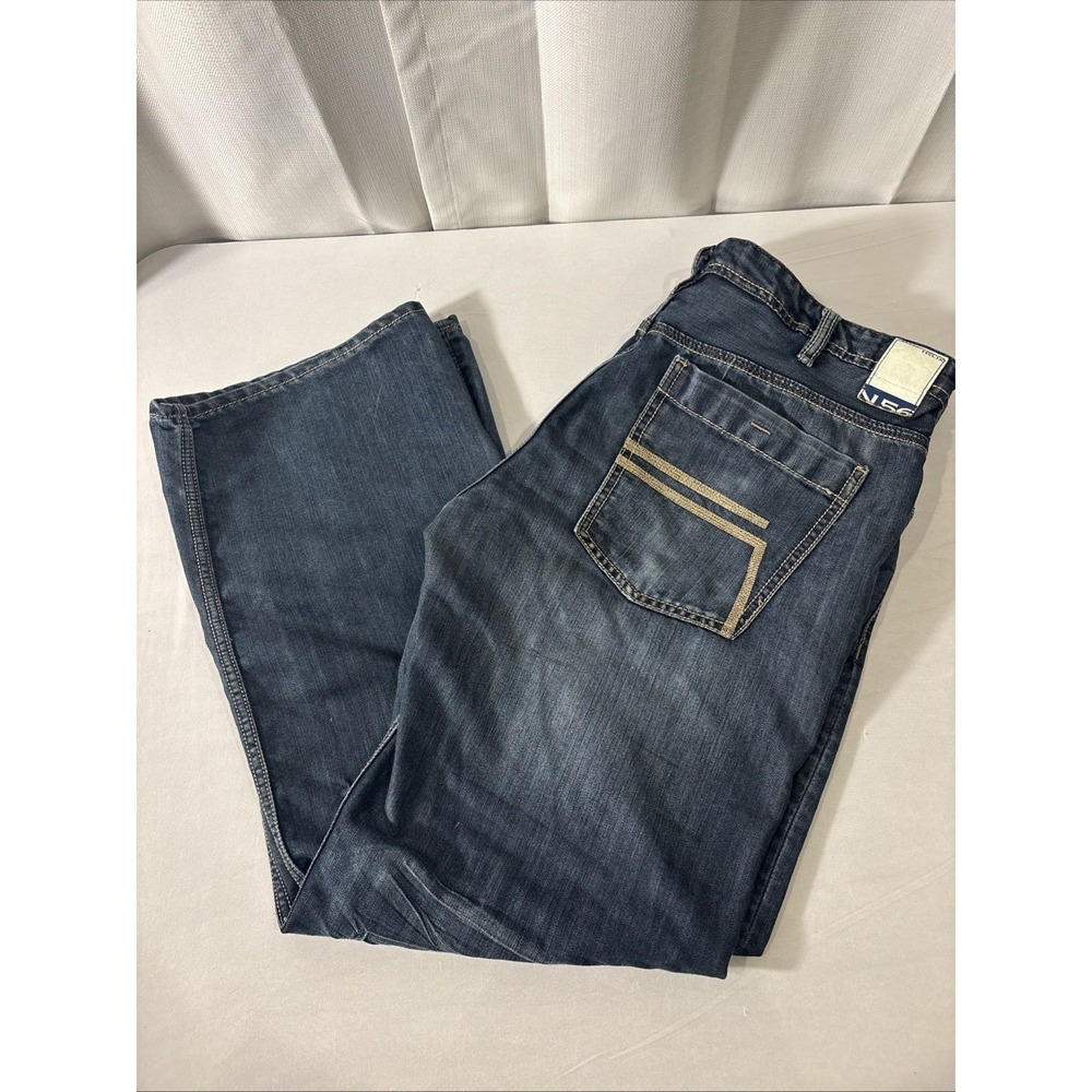 Helix N56 Jeans Mens 38x32 Loose Straight Distressed Faded Whiskered Y2K